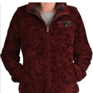 Pendleton NWT Wool Burgundy Sherpa Zip Up Jacket Plaid Women's Size Large